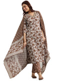 Libas Women'S Cotton Floral Kurta Set (400351 Brown