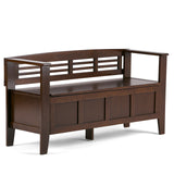 SIMPLIHOME Adams Entryway Storage Bench - 48 inch Wide Solid Wood Hallway Seat in Rustic Medium Brown, Contemporary Bench for En