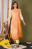 Gosriki Women'S Cotton Blend Straight Printed Kurta With Pant (Isha-Orange_Xl-Go Orange_X-Large),Orange,,B09S3723X2