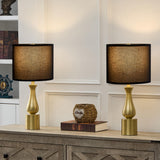 23 Black Gold Table Lamps for Living Room Set of 2, Small Nightstand Lamps Set of 2 for Bedroom, Modern Gold Lamps Set of 2 for 