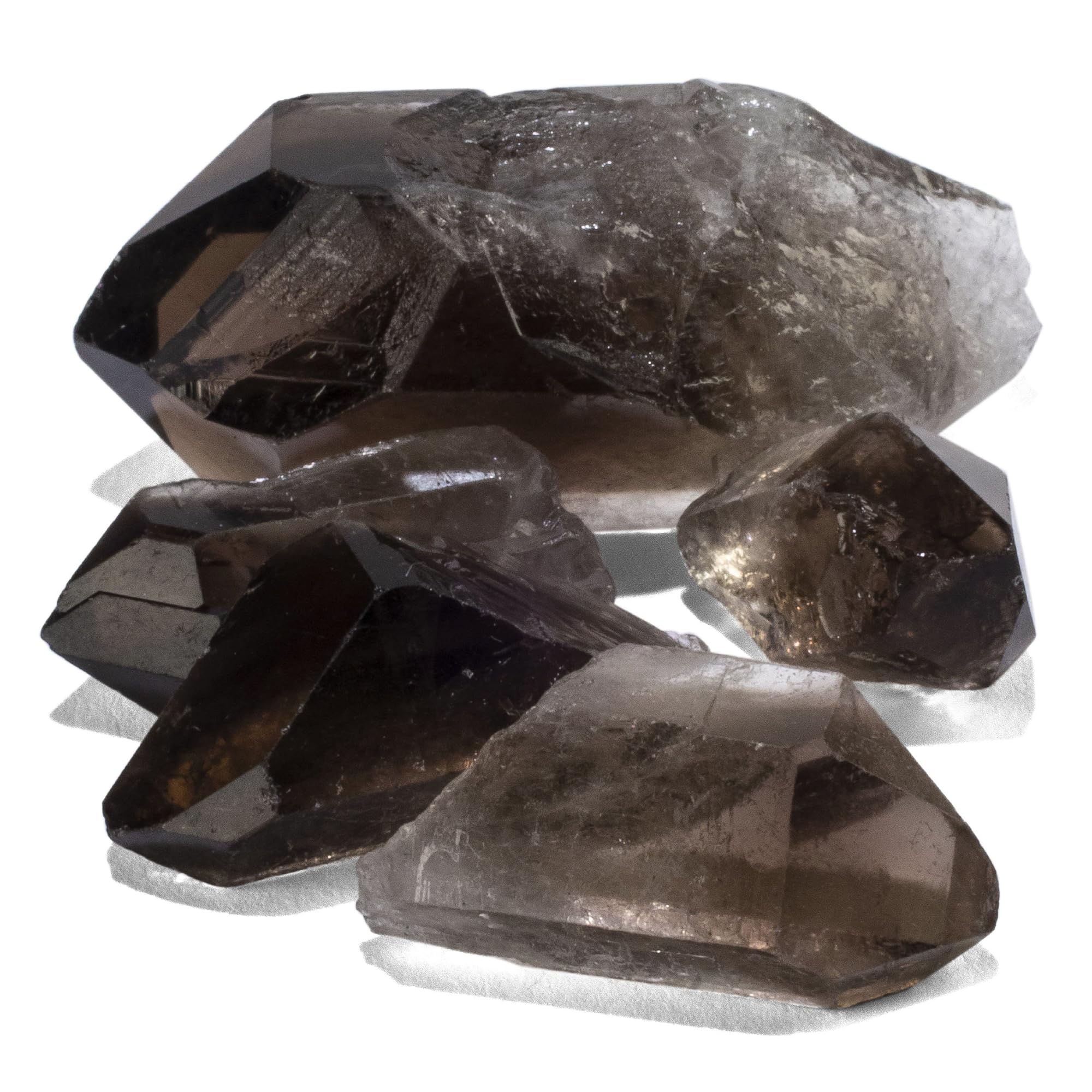 KALIFANO Smoky Quartz Points Bundle (250+ Carats) - Bulk High Energy Raw Lemurian Reiki Morion Cuarzo Crystal Used for Clarity a