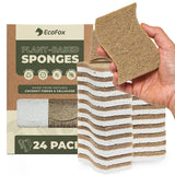 PlantBased Kitchen Sponges (24 Pack) | USDA Biobased Certified | FSC & PETA Approved | Natural Cellulose & Coconut Scrubber Spo