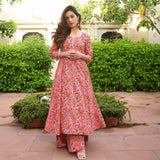 Gosriki Women'S Cotton Blend Printed Anarkali Kurta With Palazzo (Sunday-Multi_Xl-Go_Multicolor_X-Large),Multicolour,,B0B68SPQRJ