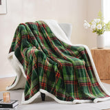 PU MEI Sherpa Fleece Throw Blanket 60 x 80 Reversible Plush Fluffy Large Big Blanket Lattice Flannel Blankets for All Season Use