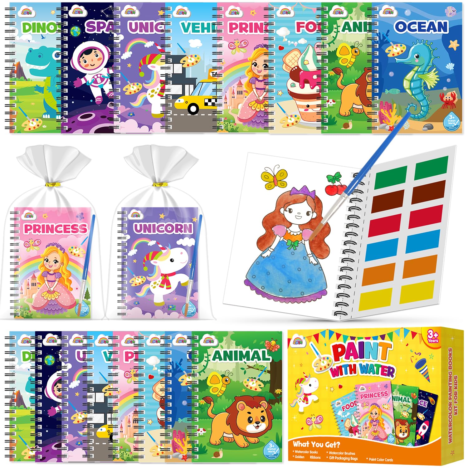 ZMLM 16 Water Coloring Books for Kids Party Favors - Bulk Mini Coloring Books for Kids Ages 4-8,Small Birthday Goodie Bag Stuffe