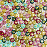 200PCS Round Letter Beads,4x7mm Color Acrylic Alphabet Beads Vowel Letter A Beads with Letters for Bracelet Making Necklace Keyc