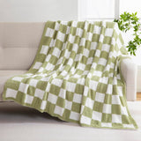 YIRUIO Checkered Knit Throw Blanket 60x80 inches Sage Green