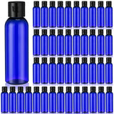 Zhehao 200 Pcs 2 oz Blue Plastic Empty Bottles Small Travel Size Bottles with Flip Cap Empty Transparent Dispenser Container for