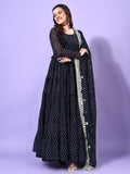 Wedani Georgette Anarkali Kurta Set For Women Black,BLACK,M,,,