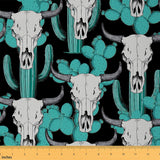 Erosebridal Buffalo Skull Fabric By The Yard Cactus Upholstery Fabric Wild West American Desert Tribal Decorative Fabric Boho We