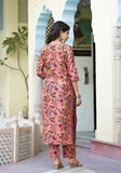 Gosriki Women'S Cotton Blend Straight Printed Kurta With Pant & Dupatta (Kinara Peach-Gs_Xxl_Peach_Xx-Large),Peach,2,B0CTHX5SN6