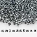 200+ Pcs 6x6mm Silver Cube Acrylic Number Beads 0-9 Mixed Plastic Shape Beads for Jewelry Making Bracelets Necklaces Key Chains 