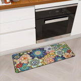 tubeamin Floral Kitchen Runner Rug Mat for Floor Boho Cushioned Anti-Fatigue Mat Memory Foam Standing Desk Padded Comfort Floor 