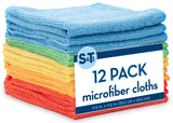 S&T INC. 12 Pack Microfiber Cleaning Cloth, Bulk Microfiber Towel for Home, Reusable Microfiber Towels for Cars, Assorted, 11.5 