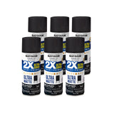 Rust-Oleum 328392-6PK American Accents Spray Paint, 12 oz, Ultra Matte Black, 6 Pack