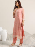 Libas Women'S Poly Chiffon Kurta Set (99521 Peach L
