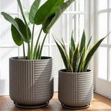 Kraft Seeds Set Of 2 Horizon 15 Inch & 12 Inch Big Planters For Living Room, Premium Roto Large Pots For Balcony, Grey Designe