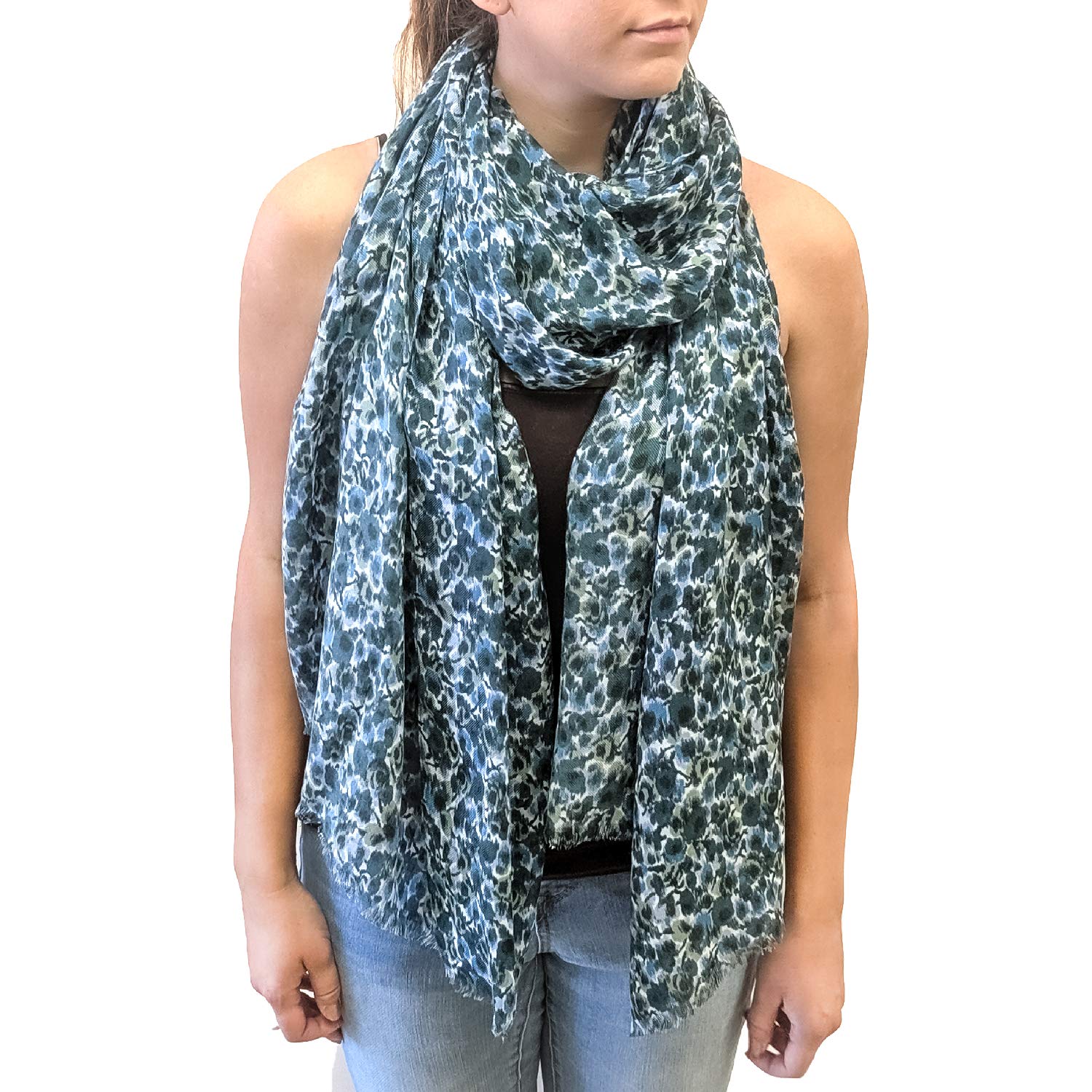 Women'S Lightweight Scarf Anchor21 Oblong Fashion Scarf Accessory With Fringe Trim, 31,, X 78,,, Blue Multi