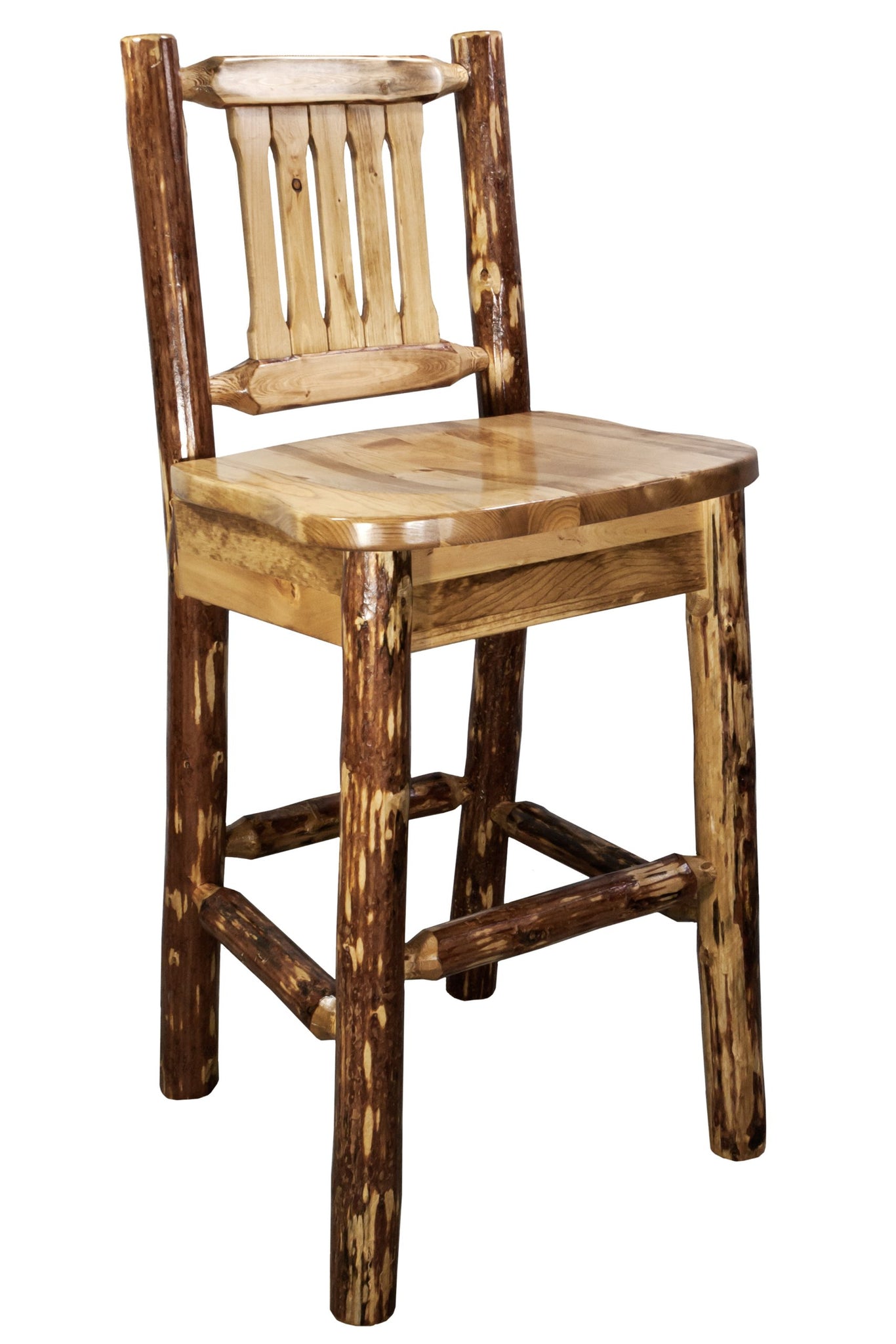 Montana Woodworks Barstool With Back Wooden Seat