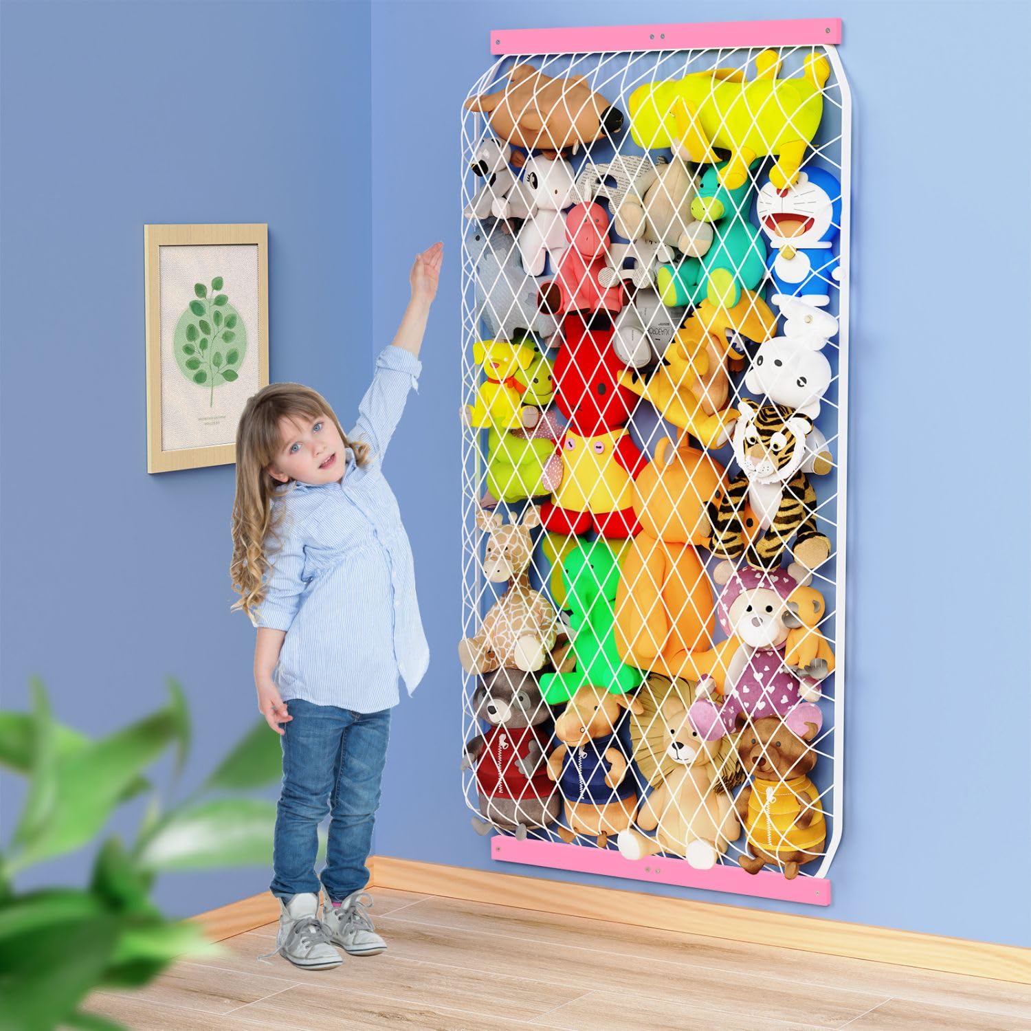 VOMELON Stuffed Animal Storage Net, Elastic Stuffed Toy Holder,Door/ Wall Mount Length Adjustable Hanging Stuffy Animal Organize