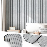 Wallercity Gray/White Wood Slat Wall Panel for Walls Self Adhesive Noise Cancelling Wood Panels for Bedroom Living Room Peel and