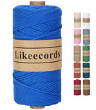 Likeecords 100% Cotton Crochet Bag Cord 2mm 170m Macrame Cord 2mm Crochet Thread Macrame Rope Gift for Knitter (Royal Blue)