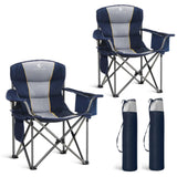LET'S CAMP Folding Camping Chair Oversized Heavy Duty Padded Outdoor Chair with Cup Holder Storage and Cooler Bag, 450 LBS Weigh