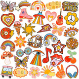 DTOFOOT 36PCS Hippie Enamel Pins Bulk Preppy Lapel Badges for Women Girls DIY Brooch Pins for Hippie Costume Party Favors Access