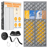 HOFUDON Upgraded Magnetic Thermal Insulated Door Curtain with Perspective Window, Weatherproof Oxford Cloth Filled with Cotton, 