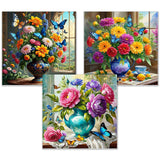 OFRKE Diamond Painting Kits for Adults,3 Pack Flower Vase Diamond Art for Beginners, Diamond Round 5D Full Drill Paint with Diam