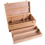 U.S. Art Supply MultiFunction Unfinished Beechwood Artist Tool Storage Box with Removable Tray & Locking Clasps Protect and O
