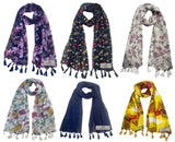 Fusfus WomenS Printed Chiffon Scarves And Stoles, Free Size(Multicolour, Fs2004) Pack Of 6 (Multicolor1)