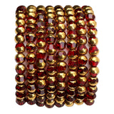 DADIFEN Glass Round Beads Red Octagon Faceted 6x5mm 100pcs Golden Edge Crystal Loose Beads for DIY Craft Jewelry Making