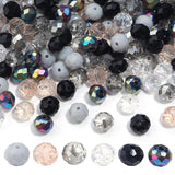 300PCS 6mm Crystal Glass Facted Round Beads for Jewelry Bracelet Making, Black Series Briolette Glass Spacer Beads with Hole for