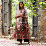 Anni Designer Women'S Rayon Viscose Anarkali Printed Kurta With Pant & Dupatta (Ziha Multi_M_Multicolor_Medium),Multicolour,M,,,