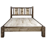 Montana Woodworks Woodworks Homestead Collection Queen Platform Bed, Stain And Clear Lacquer Finish With Laser Engraved Bear Des