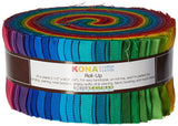 Robert Kaufman 21/2in Strips Roll Up Kona Cotton Solids Classic Palette, Assorted, 41Pcs