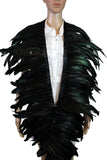 9 Color 2 Yard Long,10-12 inch Height Rooster Coque Feather Fringe Trim, for Skirt Dress Costume Roster Feather Trim (Black Colo