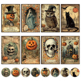 Whaline 32 Pack Halloween Greeting Cards with Stickers Envelopes Vintage Pumpkin Black Cat Skull Blank Note Cards for Trick or T