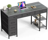 Huuger Computer Desk with 6 Drawers, 47 Inch Office Desk with Shelves, Reversible Gaming Desk, Corner Desk with Storage, for Hom