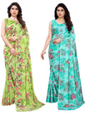 Satrani Womens Polyester Saree (1850ST172_2041ST576 Green||Light Blue)