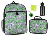 Bioworld Minecraft Creeper Ghoul 16 Backpack and Lunch Kit 5pc Set