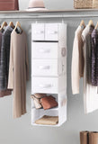Whitmor Multi-Functional Hanging Organizer with Drawer Inserts- 5 Section - Closet Organizer - White
