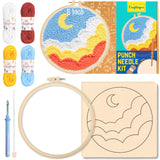 Craftinger Punch Needle Embroidery Kit For Beginners | Diy Landscape Punch Needle Art Set With One PreMarked Fabrics (10), 8 In