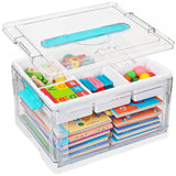 24QT Clear Plastic Craft Organizers and Storage, Art Supply Organizer with Removable Tray and Dividers, Craft Supplies Organizer