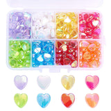 LiQunSweet 320 Pcs 8-Colors Clear Acrylic Beads Sweet Heart 8mm Dyed AB-Color Loose Beads in Bulk for Necklace Bracelet Earrings