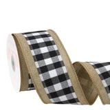 VATIN Black and White Linen Ribbon, 2-1/2-Inch x 10 Yards Thick Ribbon for Christmas Decor, Wedding, Party, Table Setting, Gift 