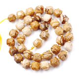 Malahill Wholesale Natural Faceted Stone Beads for Jewelry Making Sold per Bag 5 Strands Inside Cube Picture Jasper 6mm