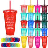 Tioncy 20 Packs Christian Gifts Bulk for Men Women 24oz Bible Verse Tumbler Plastic Coffee Cups with Lids and Straws Inspiration