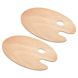 PATIKIL 8 x 12 Paint Tray Palette, 2 Pack Painting Pallet Holder with Thumb Hole Oval, Wood Color